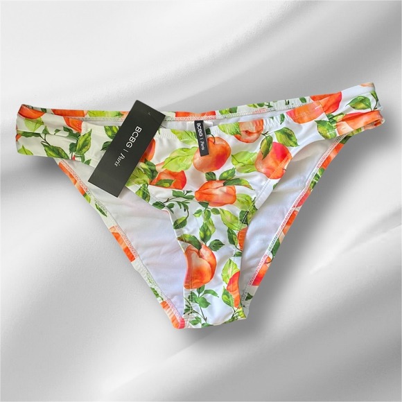 BCBGMaxAzria Other - BCBG Women's Rusched Tab Peach Print Bikini Swim Bottom Size XXL - NWT